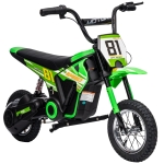AIYAPLAY Kids Electric Motorbike, 24V Ride On Motorcycle with 3 Speeds and Rear Suspension, Dirt Bike for 8-12 Years Old, Green