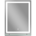 kleankin Oglindă pentru baie 60x80 cm cu 3 culori de lumină, raft din sticlă, funcție memorie și întrerupător tactil Argintiu