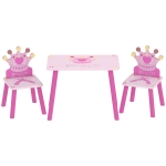 HOMCOM Juego de Mesa y 2 Sillas Infantiles de Madera Set de Mesa 55x34x42 cm Sillas 28x26x50 cm para Niños de 2-4 Años para Dormitorio Color Rosa