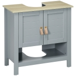 kleankin Armario para Debajo de Lavabo Compacto con 2 Puertas y Estante Interior Ajustable Mueble Auxiliar de Almacenamiento para Baño 60x30x60 cm Gris