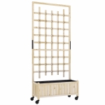 Outsunny Wooden Trellis Planter, Raised Garden Bed with Wheels and Bed Liner, to Climb and Grow Vegetables, Herbs and Flowers