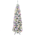 HOMCOM Árbol de Navidad Estrecho 180 cm con Luces LED Bicolores 11 Modos de Iluminación Temporizador 540 Ramas Verde