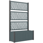 Outsunny Rattan Trellis Planter Large Outdoor Planter for Climbing Plants Pot with Liner Dark Gray