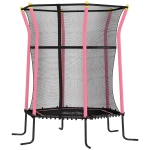 HOMCOM Trampoline pour enfant Ø 1,63 x 1,9 m filet de sécurité porte zippée 6 poteaux rembourrés inclus rose noir