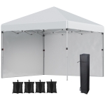 Outsunny 3 x 3 m Pop Up Gazebo, UPF 30+ Party Tent with 2 Sidewalls, Weight Bags and Wheeled Bag, Light Grey