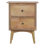 Solid Wood Nordic Bedside Table with 2 Smooth-Glide Drawers and Circular Design, Bedside Cabinet with Unique Grain, 38L x 45W x 60H cm, Brown