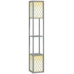 HOMCOM Floor Lamp with Shelves, Dual Light, Modern Tall Standing Lamps, with Pull Chain Switch (Bulb not Included), Light Grey