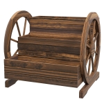 Outsunny 3-Tier Outdoor Planter with Decorative Wheels in Charred Fir Wood, 62x61x57 cm