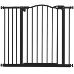 PawHut Metal 74-94cm Adjustable Pet Gate Safety Barrier w/ Auto-Close Door Black