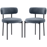 HOMCOM Lot de 2 chaises de salle à manger avec dossier en tissu pieds en acier 51 x 51 x 76 cm gris