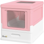 PawHut Maison de toilette pour chat pliable double porte battante et supérieure pelle fourni 47,5 x 35,5 x 36,7 cm rose