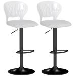 HOMCOM Lot de 2 Tabourets de Bar Pivotants à 360° Réglables en Hauteur 84-105 cm Dossier Ajouré Repose-pieds Blanc