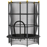HOMCOM Trampoline Enfant Ø 1,40 × 1,90H m Filet de sécurité Porte zipée Couvre-Ressorts 6 poteaux rembourrés Inclus Noir