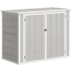 Outsunny 4.7 x 2.5FT Garden Shed, Lockable Outdoor Storage with Openable Lid, Small Shed for 2 Trash Cans, Tools, Patio, Light Grey