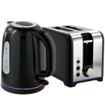 HOMCOM Simple Polished Toaster and Kettle Set - Black