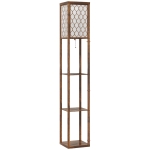 HOMCOM Three-Shelf Standing Lamp - Rustic Brown/White