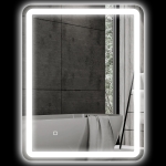 HOMCOM Miroir de salle de bain 60 x 80 cm, miroir LED mural avec 3 couleurs lumière, dimmable, mémoire, anti-buée, argent