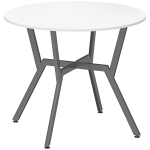 HOMCOM Dining Table, Round Kitchen Table with Black Legs for Living Room, Dining Room 90 x 76 cm, High Gloss White