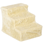 PawHut Escada para Cães de 3 Degraus com Capa Removível e Lavável Rampa para Cães para Cama Sofá 46x35x35 cm Bege
