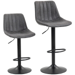 HOMCOM Set of 2 Leathaire Tub Bar Stools -  Charcoal Grey