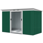 Outsunny Abri de jardin 3,6 m² 280 x 130 x 172 cm kit de fondation porte coulissante ventilations acier galvanisé vert foncé