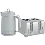 HOMCOM Sleek Textured Kettle and Four-Slice Toaster Set - Grey