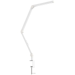 HOMCOM LED Desk Lamp, Dimmable Desk Light with Swing Arm and Clamp, Adjustable Eye-Caring Table Lamp with 2 Colour Modes & 5 Brightness Levels for Study, Drawing, Office, Architect, Task, White