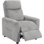 HOMCOM Sillón Relax Reclinable Manual Tapizado en Pana Instalación Rápida Reposapiés Acolchado Grueso Gris Claro