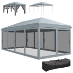 Outsunny Tonnelle Barnum Pliant Pop-up 6 x 3 m moustiquaires amovibles + Sac de Transport Gris