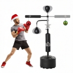 HOMCOM Sac de frappe sur pied 4 en 1, punching ball autonome 2 balles de vitesse barre rotative 360° hauteur réglable 160-230 cm, sac de boxe pour adultes, pour Boxe Muay Thaï Taekwondo, noir