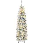 HOMCOM Árbol de Navidad Estrecho 180 cm con Luces LED Bicolores 11 Modos de Iluminación Temporizador 540 Ramas Verde