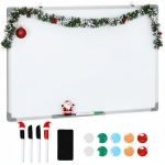 HOMCOM Tableau blanc magnétique cadre aluminium 90 x 60 cm avec feutres, effaceur et aimants