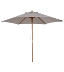 Outsunny 2.5m Wood Garden Parasol Sun Shade Patio Outdoor Wooden Umbrella Canopy, Table Market Umbrella with Vent, 38mm Pole, Rope Pulley Mechanism, Grey
