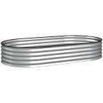 Outsunny Jardinieră ridicată din oțel galvanizat pat de grădină bordură cauciuc 181 x 93 x 30 cm argintiu