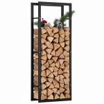 HOMCOM Range bûches Etagère porte bois de cheminée porte-bûches intérieur et extérieur charge max. 100 Kg dim. 60L x 25l x 150H cm métal noir