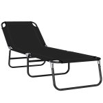 Outsunny Sdraio da Giardino Pieghevole con Schienale Regolabile, Acciaio e Tessuto Oxford, 188x56x28cm, Nero