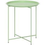 Outsunny Garden Side Table with Removable Tray and Folding Legs in Steel, Ø46x50 cm, Green