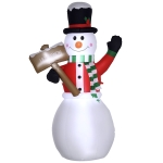 Outsunny Nadmuchiwany Bałwanek 180 cm z Tabliczką Dekoracja Bożonarodzeniowa z Oświetleniem LED Dekoracja Ogrodowa Wodoodporna Figury Świąteczne IP44