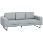 HOMCOM Sofa tapicerowana 3 osobowa sofa tkanina Sofa Meble do siedzenia TV Poduszka na krzesło podłokietnik len ciemnoszary 200 x 82 x 78 cm