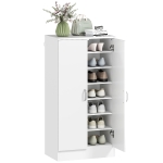 HOMCOM Shoe Cabinet with Silent Hinges, Adjustable Shelves, 6-Tier Shoe Storage Cabinet for Entryway, Hallway, for 14 Pairs, 55 x 35 x 108 cm, White