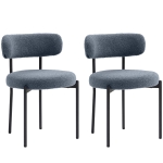 HOMCOM Set of 2 dining chairs with fabric backrest steel legs 51 x 51 x 76 cm gray