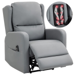 HOMCOM Kneading Massage Recliner Chair, Leather Blend Electric Reclining Armchair with Spring Pack, Thick Padded, Footrest, Side Pocket, Easy Assembly for Living Room, Grey