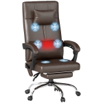 Vinsetto Bureaustoel met Massagefunctie, Ergonomische Directiestoel met Verwarming, Ligfunctie, Lendensteun en Hoofdkussen, In Hoogte Verstelbare Draaistoel met Kiepfunctie, Voetensteun, Koffie