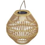 Outsunny Lampa solarna, rattanowa lampa ogrodowa, wodoszczelna lampa solarna z czujnikiem światła, lampa ogrodowa LED z konstrukcją bębna, na taras, balkon, stal, żółta