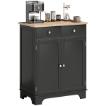HOMCOM Meuble de rangement buffet salon avec placards, 2 tiroirs et étagères réglables, 68x40,3x85cm, noir et bois naturel