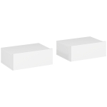 HOMCOM Juego de 2 Mesitas de Noche Flotantes con 1 Cajón Montado en la Pared Estilo Moderno para Dormitorio 40x30x15 cm Blanco
