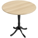 HOMCOM Masă rotundă pentru 4 persoane Ø 80 cm, masă de bucătărie, suport din oțel, stil modern, lemn natural și negru