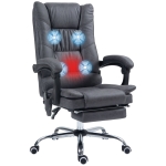 Vinsetto Vibration Massage Office Chair with Heat, Microfibre Computer Chair with Footrest, Armrest, Reclining Back, Charcoal Grey