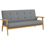 HOMCOM 2-osobowa sofa dwuosobowa sofa z tkaniny sofa dla dwóch osób tapicerka loveseat kompaktowy deisgn len drewno kauczukowe szary 115 x 66,5 x 73 cm
