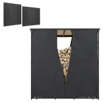 Outsunny Two Pieces Firewood Log Rack Covers, 600D Oxford Fabric Outdoor Log Storage Rack Cover Set, 5.7-Feet Log Protection Covers, Water, Dust and UV Protection, Black